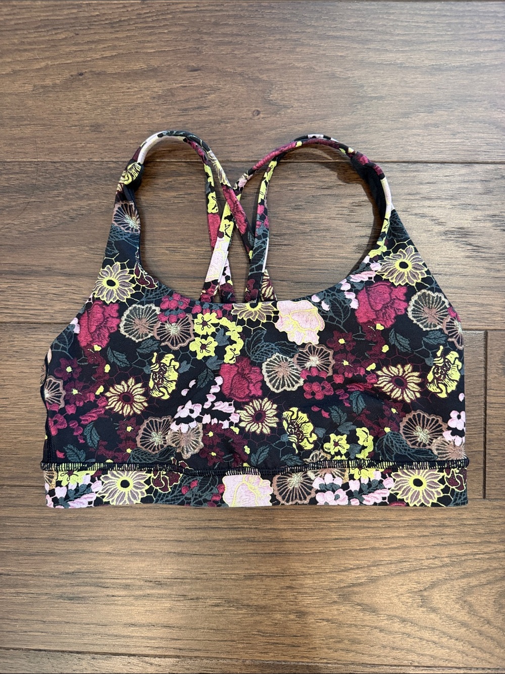 Lululemon Athletica Floral Black & Pink Sports Bra Size 6 - C53-024